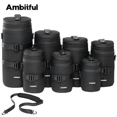  Ambitful PVC Camera Lens Bag Belt Case Storage Pouch For ForNikon For DSLR Backpack Photography Accessories