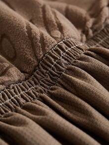 1pc Stretch Full Coverage Sofa Dust Cover, Leaf Print Design, Dirt-Resistant Protective Slipcover, Suitable For Loveseat, Living Room Sofa, Furniture. Machine Washable, Hand Wash, Dry Clean - Coffee - View 8