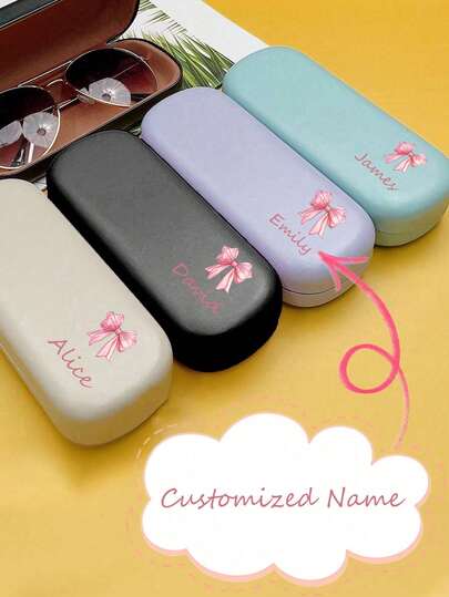 Customized Leather Eyeglass Case, Eyeglass Case For Women Man, Leather Glasses Case Hard Shell Fashion Glasses Case , Glasses Protection Case,4 Colors To Choose From, Including Purple, Black, Blue, Beige,Easy To Carry When Going Out, Suitable For School, Home, And Work,Students, Workers, And The Elderly Can All Use It