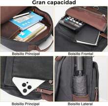 Mochila para Hombre,Mochila de Senderismo, Bandolera Hombre Lona impermeable, Bolsas al Hombro,Viajes, Deportes, Actividades al Aire Libre - Blanco - Ver 3