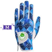 FINGER TEN Men's Left Hand Golf Glove 1pc With Ball Marker, Suitable For Right-Handed Golfers, Fashionable Blue Plaid Pattern, Breathable All-Weather Grip, Comfortable Design To Boost Confident Swing - Blue - View 12