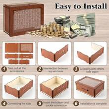 Money Saving Box Piggy Bank For Adults 10000 Savings Challenge Box Money Box Wooden Reusable Savings Box With 10000 5000 3000 2000 1000 500 Target Best Gift For Adult Friends 8SheetsBrown - MoneySavingBoxbrown - View 7