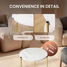 Senmeo Double-Tier Round Side Table, Minimalist Accent Table, Dual-Purpose Indoor Outdoor Table With Metal Reinforcement, Easy Assembly For Bedroom Living Room - màu đen - Xem 6