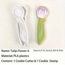 Mother's Day Tulip Flower Shape Cookie Cutter Mold Blossom Gift Biscuit Stamp Icing Cookie Fondant Cake Baking Mold DIY Kitchenware Back To School - View 11