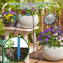 Solar Automatic Drip Irrigation System Kit, DIY Irrigation System For Garden Outdoor/Indoor Gardening System, Plant Watering System Drip Irrigation System, 9 Timing Modes With Anti-Siphon Set - B - View 3