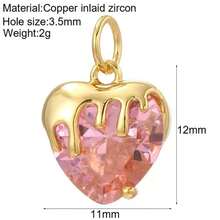 1pc Minimalist Copper Cross & Heart Shaped DIY Jewelry Pendant, Versatile Handmade Accessory - Multicolor - View 3