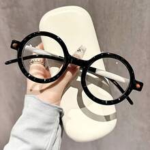 Artistic Retro Round Frame Large Face Reading Glasses For Women - High-End Fashion  Light Lenses, Durable PC Frame, Suitable For Elderly And Adults, - Black - View 2