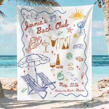 1PC Custom Beach Club Bachelorette Tapestry Coastal Themed Bachelorette Banner Miami Bach Club Bridal Party Shower Beach Bachelorette Decor, 5 Sizes Available - trắng - Xem 4