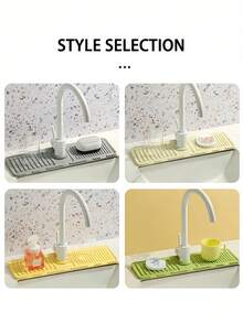 5° Tilted Faucet Splash Guard With Silicone Drip Tray, Non-Slip Faucet Drain Rack For Kitchen Sink, Bathroom, RV, Coffee Bar - Essential Home Decor Accessory - Multicolor - View 5