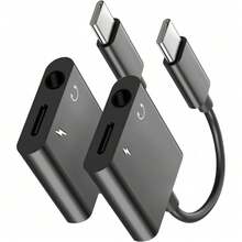 Fast Charging USB-C To 3.5mm Headphone Jack And Charger Adapter Seulliya 2-In-1 Audio And Fast Charging Splitter Compatible With Apple 17/16/15/Pro/Pro Max Pixel And Other Devices 1pc Spring Easter Gift - Black - View 1