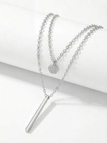 ESBERRY 1pc S925 Sterling Silver Double-Layer Clavicle Chain Pendant Necklace, Elegant Jewelry Gift For Birthday, Date - Double Layer Necklace - View 5