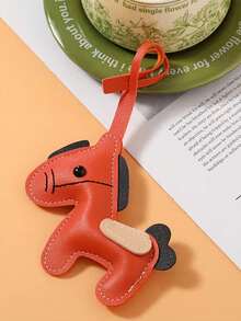 1 pieza Llavero de poni de piel de PU nueva - Simple, versátil, creativa, linda, llavero de coche y accesorio para bolso - Multicolor - Ver 15