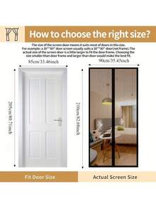 1 pièce Porte moustiquaire magnétique noire, 90 cm x 210 cm, robuste - Autoscellante, best-seller au printemps et en été, mains libres, anti-insectes, sécuritaire pour les animaux de compagnie et les enfants, installation avec bande magnétique, matériau en nylon durable, style bohème, lavage à la main uniquement, porte de séparation anti-insectes Maille en nylon durable - Rideau noir général - Voir 7