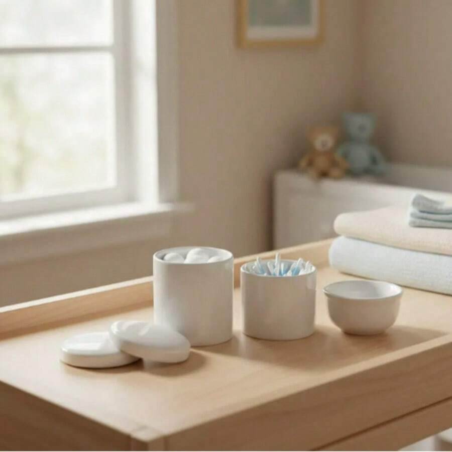 Modern Porcelain Hygiene Kit Baby Care Girl Boy Bedroom Tray K017 - trắng - Xem 1