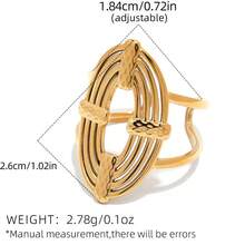 Frminee 3 st/1 st grova guldfärgade ringar i rostfritt stål för kvinnor, Statement-ring, Vattentät, Lyxig för vardagsbruk, Högtidsgåva - Guld - Visa 10