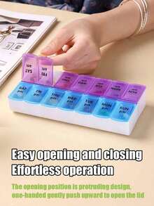 1 hộp đựng thuốc 7 ngày/tuần, hộp đựng thuốc di động 7/14 ngăn, hộp đựng thuốc du lịch trong suốt, hộp đựng viên vitamin, có thể đựng viên nén, viên nang, dầu cá, thiết kế nhỏ gọn, cần thiết cho gia đình, du lịch, ký túc xá. - Hộp đựng thuốc hình chữ nhật mini cầm tay - Xem 6