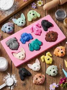 1pc/2pcs Reusable Silicone Mold With Dog And Cat Head Shapes, Candy And Chocolate Making Mold, Suitable For Homemade Baking Cupcakes, Jelly, Cookies And Pudding - View 6