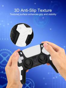 1pc Controller Silicone Case, Thick Mecha Texture 3-Color Design, Anti-Slip Texture For Anti-Drop, Anti-Scratch, Anti-Sweat, Enhanced Gameplay Feel, Bottom Opening For Direct Charging Dock Charging, Compatible With PS5 - View 4
