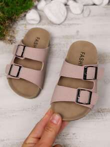 New Summer Kids' Non-Slip Soft Bottom Double Buckle Minimalist Fashion Flat Sandals, Suitable For Beach Vacation - Pink - View 5