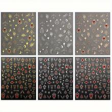 Random One Sheets Moon Star Nail Art Stickers Decals Self-Adhesive Sun Nail Supplies Nail Art Design Decoration Accessories Nail Art Sticker - Nhiều màu - Xem 8