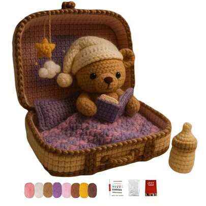 1 Set Animal Crochet Knitting Kit For Beginners, Includes Detailed Written Instructions, Bear-Shaped DIY Craft Supplies, Cute And Fun Home Decor, Suitable For Birthday, Valentine's Day And Easter Gifts