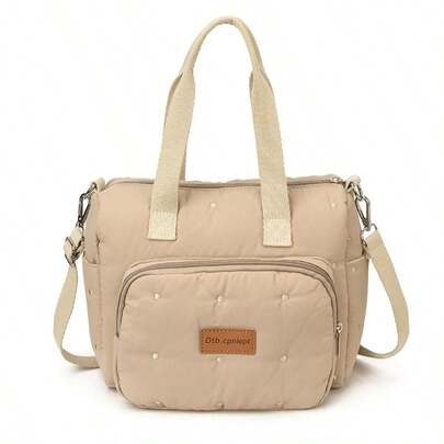 High-Quality Solid Color Tote Bag, Large Capacity Mommy Bag, Shoulder & Crossbody Bag For Mothers