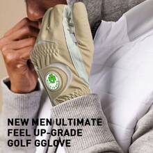 FINGER TEN 1pc Brown Golf Glove For Men, With Fashion Ball Marker On Left Hand, Premium PU Leather Material, Breathable, Durable, Strong Grip, Stable And Confident Swing - Brown - View 3
