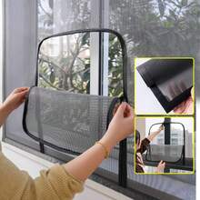 1pc U-Shaped Zipper Mesh Screen, Self-Adhesive Reusable Mosquito Net, Washable Fiberglass Mesh Window Screen For Summer, Invisible Black Fiber Anti-Mosquito And Fly - C - View 8