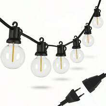 Đèn dây trang trí ngoài trời, đèn LED hình cầu G40 cho sân hiên với 50/25/6 bóng đèn G40 chống vỡ, chống nước IP65, có thể kết nối, thích hợp trang trí sân hiên, hiên nhà, quầy bar nhỏ, tiệc cưới, ngày lễ lãng mạn. - Phích cắm loại C của EU (220-240V) - Xem 10