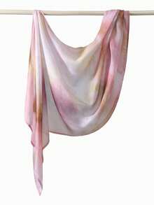 1条女士波西米亚风水彩花卉印花头巾，秋冬街头风男女通用围巾，适合日常佩戴 - 櫻花粉 - 查看 4