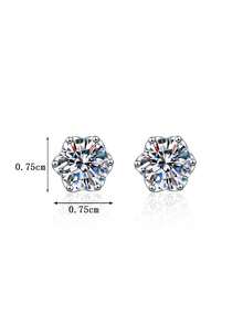 2pcs Fashionable & Exquisite 925 Sterling Silver 0.5-1 Carat Moissanite Earrings, Suitable For Women's Daily Wear, Party, Vacation, Valentine's Day, Mother's Day, Birthday Jewelry Gift - Silver - View 3