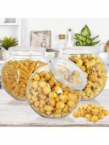 10pcs 350ml Transparent Plastic Jars With Lids, Wide Mouth Design, Suitable For Kitchen Countertop, Can Store Candy, Gummy, Cookies And Snacks, Also Can Be Used For Home Decor, Party And Holiday Storage - View 9