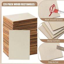 120pcs Wood Rectangle Cutouts 2x3 Inch Blank Wooden Rectangles Slices Rectangle Pieces Wooden Cutouts Tiles For DIY Crafts Projects, Painting - 120pcs - View 3