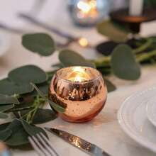 6/12 Pcs Spherical Candle Cup Mercury Glass Votive Candle Holders Tealight Holders For Wedding Table Centerpieces Home Decor Party Supplies - 6Pcs Orange - View 12