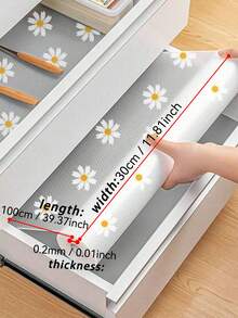 1/2 Roll Daisy Pattern Kitchen Cabinet Shelf Liner, Non-Adhesive Drawer Mat, Non-Slip Refrigerator Pad, Waterproof EVA Fridge Liner, Cabinet Mat, Easy Placemat - Multicolor - View 10