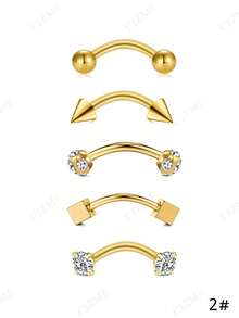 CIZME 5pcs Colorful Curved Barbell Eyebrow Rings Rook Daith Piercing Jewelry 16G Dainty Eyebrow Rings Stainless Steel Vertical Labret Lip Piercing Jewelry Rook Daith Earrings For Women Men Cool Daily Wear 8mm/10mm - Multicolor - View 15
