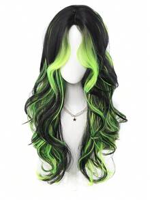 绿色长波浪假发，带刘海，圣帕特里克节 24 英寸渐变黑绿色假发，耐热合成假发，适合女孩在洛丽塔角色扮演中佩戴。 - 彩色 - 查看 10