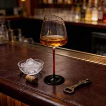 香槟酒杯和葡萄酒杯 - 现代高脚黑色底座，适用于起泡酒、桃红葡萄酒、普罗塞克、香槟 - 手工酒吧用具，完美礼品之选 - 酒紅色 - 查看 5