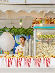 10PCS/1PC/Red White Striped Popcorn Box 11.5x7x5CM Disposable Party Popcorn Container - Small Size: Red and White Vertical Striped POP Style - View 9