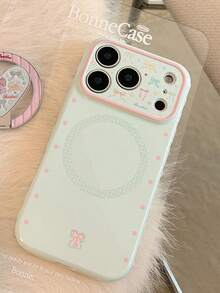 极简闪亮蝴蝶结磁吸手机壳，适用于 17/16/15/14/13/12/11 - 薄荷綠 - 查看 4