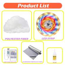 LED Cloud Light With Smart APP And Remote Control Music Rhythm Light Multi-Color Changing Ceiling Cloud Light Suitable For Festival, Party, Home, Bedroom Decor Fantasy Cloud Light - 彩色 - 查看 10