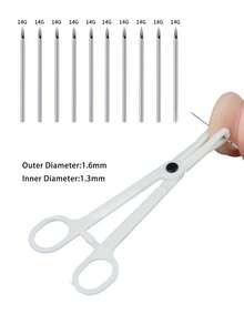 Bộ 10 kim xỏ khuyên cỡ 12G, 13G, 14G, 16G, 18G, 20G, dụng cụ xỏ khuyên phù hợp cho tai, mũi, rốn, bụng, môi, lưỡi và các dụng cụ làm khuyên tai. - Nhiều màu - Xem 13
