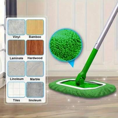 2片/1片可重复使用拖把替换垫 - 高吸水性耐用涤纶布，适用于干湿两用清洁（绿色），兼容大多数平板拖把，不含拖把头，易于使用的家居清洁设计，坚固耐用，专业清洁专用，平板地板拖把布，耐用替换拖把布，干湿两用除尘拖把头，易于清洁，清洁用品，拖把替换布，家居必备