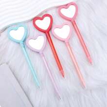 1 pieza Nuevo bolígrafo con espejo con forma de corazón, regalo del Día de San Valentín, bolígrafo de espejo acrílico de colores, escritura suave, a prueba de roturas, recargable, color aleatorio - Múltiple - Ver 2