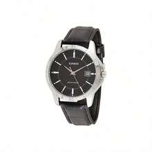 Casio MTP-V004L-1A Men's Classic Analog Watch - Black Dial Leather Strap - Black - View 4