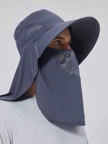 1pc Men's Summer Fishing Hat, Large Brim Sun Protection Hat, Outdoor Cycling Hiking Camping Quick-Dry Hat, Fashionable Casual Breathable Face Covering Mosquito-Proof Hat, Multi-Functional Detachable Full Coverage Protection - A - View 4