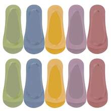 chuanwa（2） 1/5/10 Pairs Women's Summer Thin Comfortable Silicone Non-Slip Seamless Ice Silk Anti-Pilling Solid Color Boat Socks - Multicolor - View 10