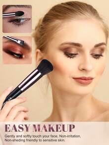 BS-MALL 8pcs Beginner Portable Black Makeup Brush Set With Black Triangle Pouch, Blush Brush & Eyeshadow Brush Set, Soft & Shedding-Free - Black - View 4