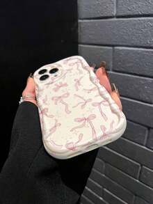 1pc Bow-Knot TPU Wavy Anti-Drop Phone Case Compatible With IPhone 11, 12, 13, 14, 15, 16, 12 Pro Max, 13 Pro Max, 14 Pro Max, 15, 15 Pro, 15 Plus, 15 Pro Max, 16 Pro Max, 17, 17 Pro Max, A03, A04, A12, A13, A23, A24, A33, A34, A52, A72, A73, S20 FE, S22, S23, S24 - 款式1(1件) - 查看 3