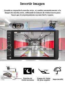 Reproductor multimedia para automóvil, compatible con CarPlay inalámbrico y Android inalámbrico, pantalla portátil universal para automóvil con cámara. - A - Ver 4